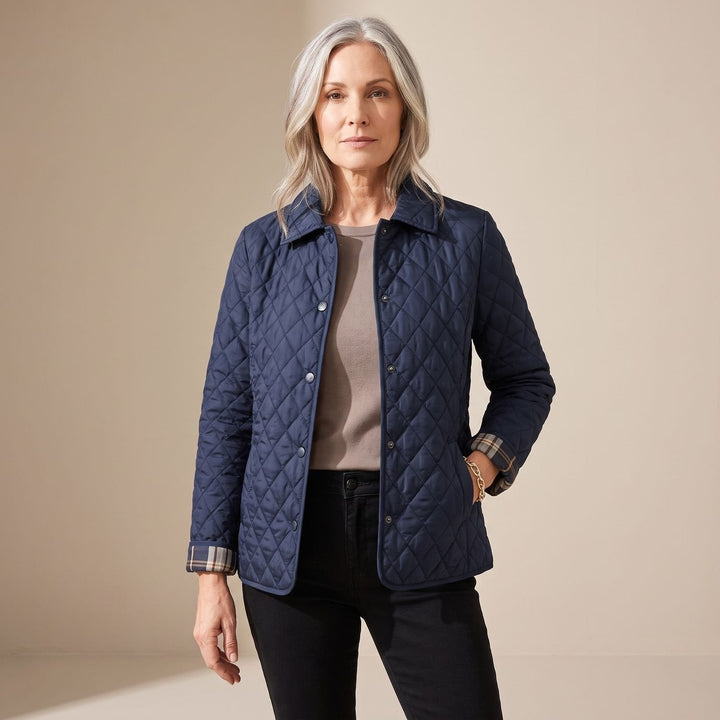 Damen Winterjacke mit elegantem Steppmuster in Marineblau