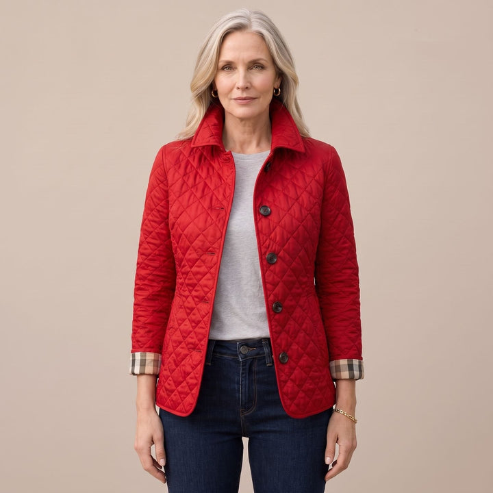 Damen Winterjacke mit elegantem Steppmuster in Rot