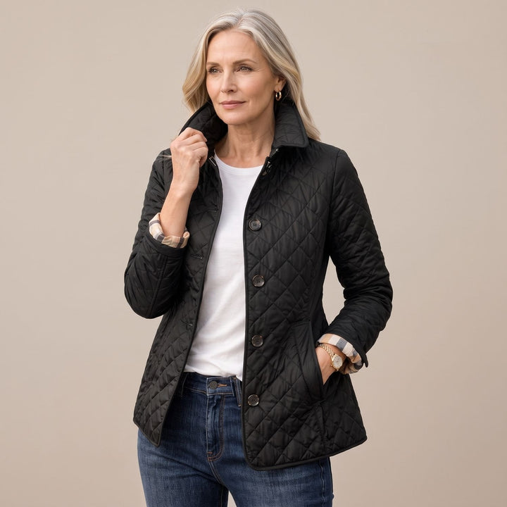 Damen Winterjacke mit elegantem Steppmuster in Schwarz