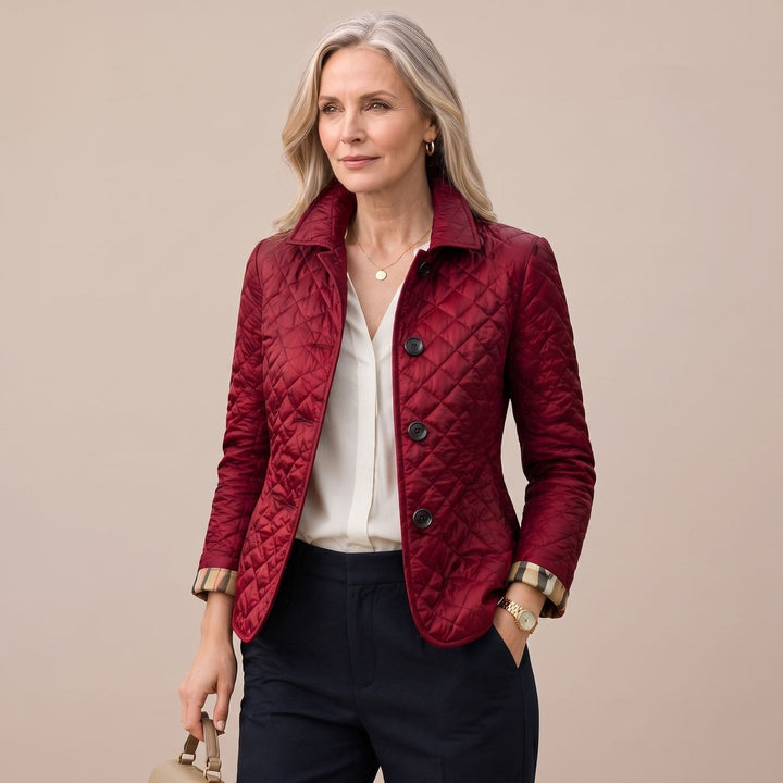 Damen Winterjacke mit elegantem Steppmuster in Weinrot