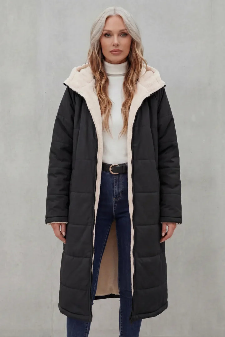 Damen Winterjacke mit Fleecefutter und Kapuze (5)