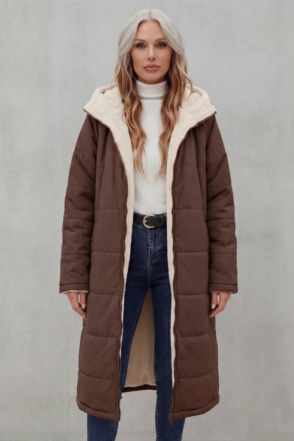 Damen Winterjacke mit Fleecefutter und Kapuze (6)
