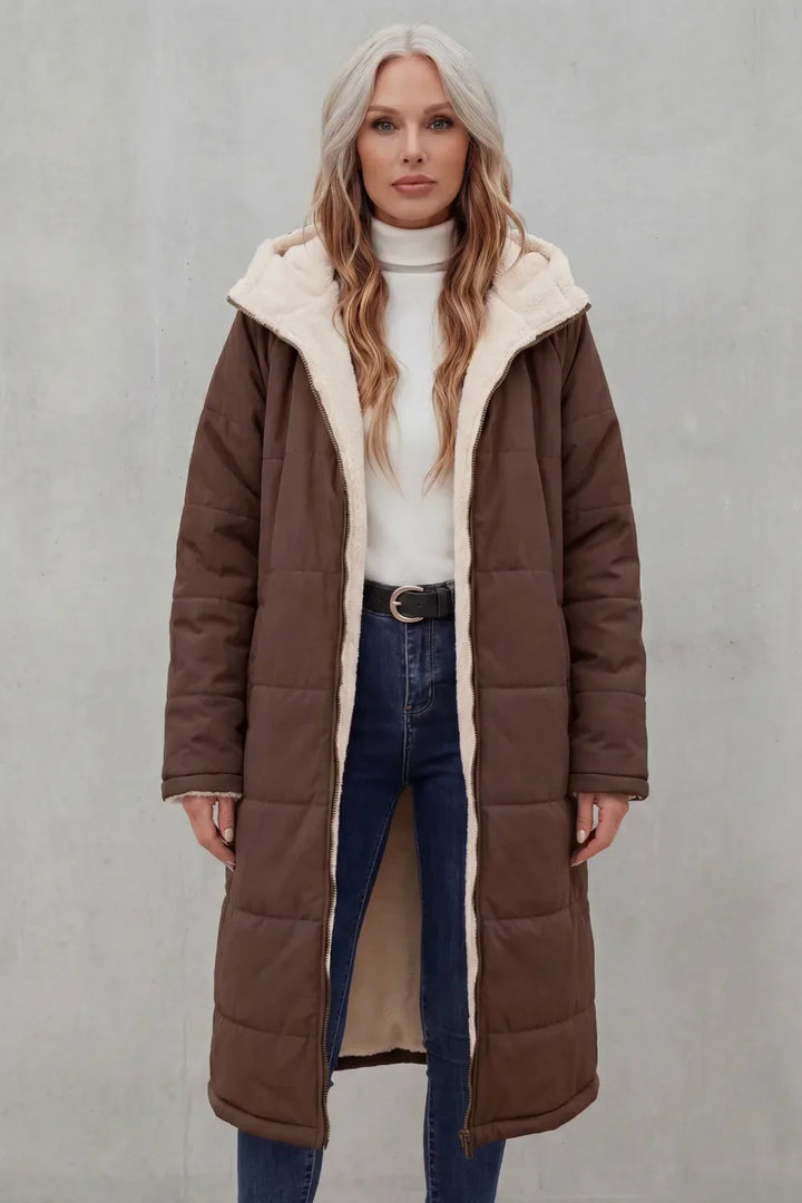 Damen Winterjacke mit Fleecefutter und Kapuze (6)