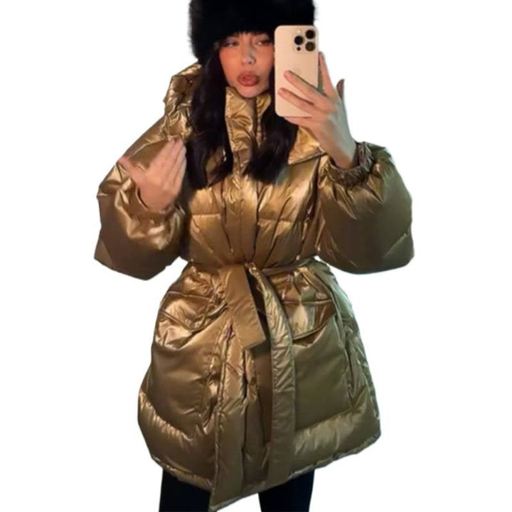 Damen Winterjacke mit Glanzfinish und Taillenakzent (5)