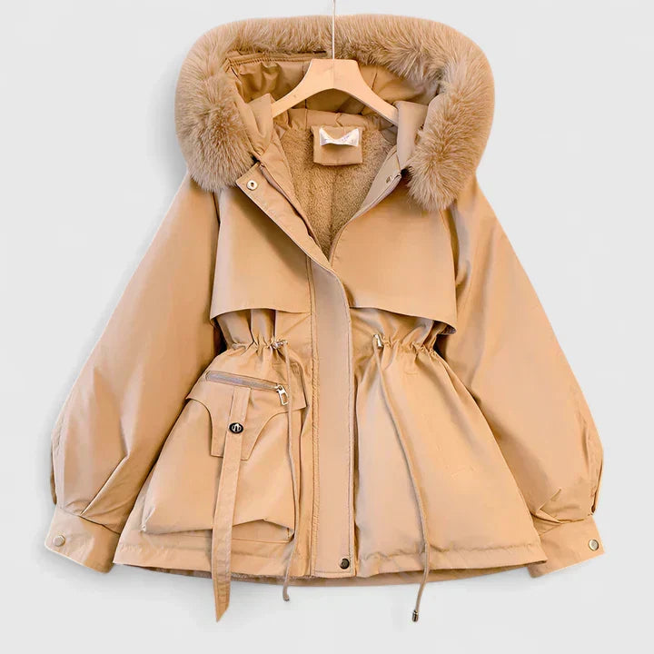 Damen Winterjacke mit Kapuze für den Herbst in Khaki