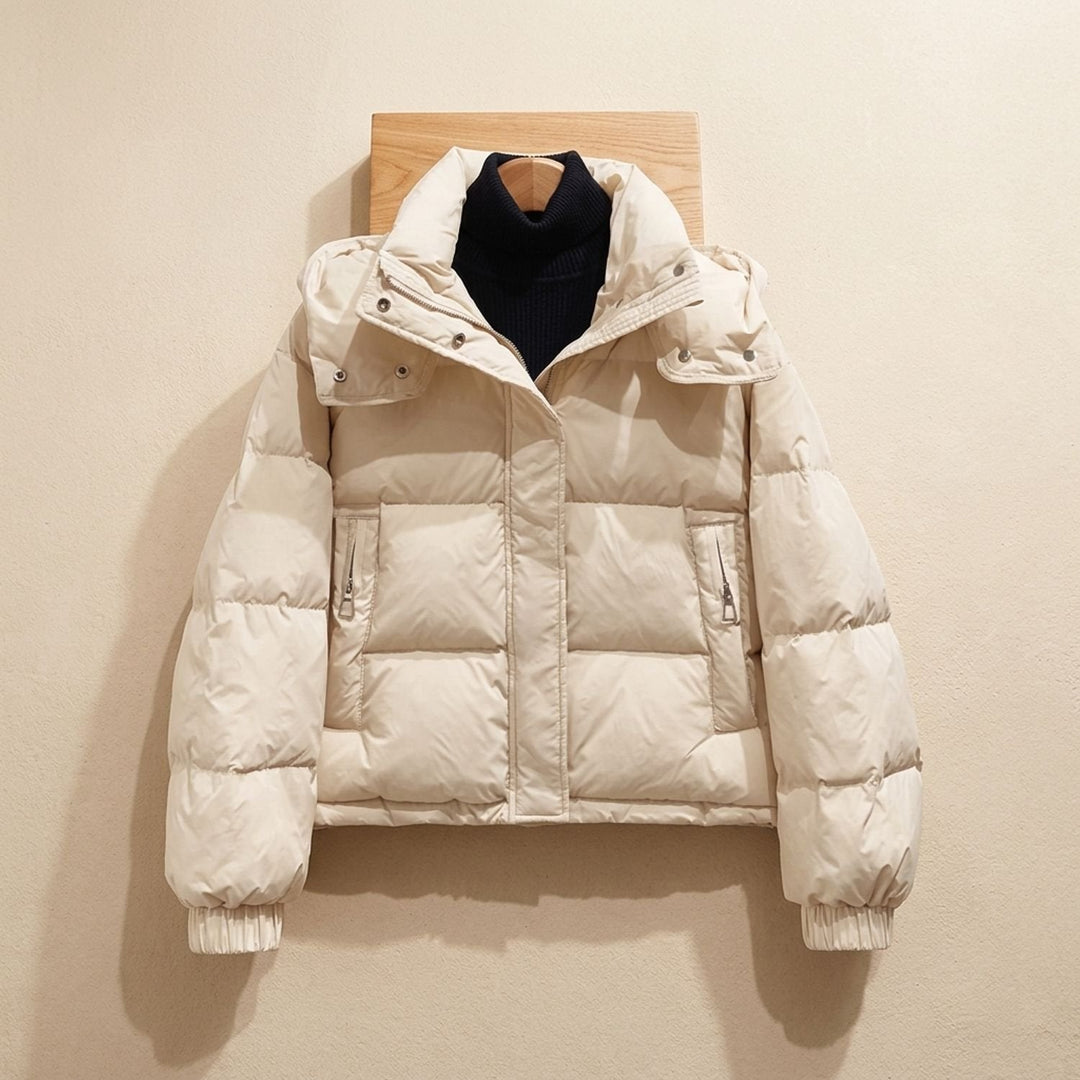Damen Winterjacke mit Kapuze für Reisen in Beige
