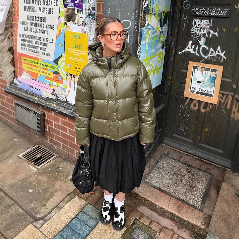 Damen Winterjacke mit Kapuze im Boxy-Stil