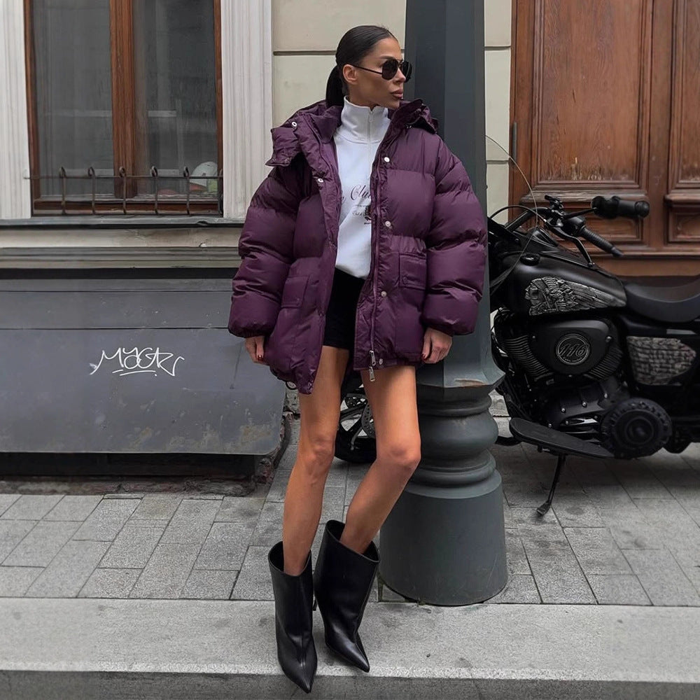 Damen Winterjacke mit Kapuze im Übersize-Stil (2)