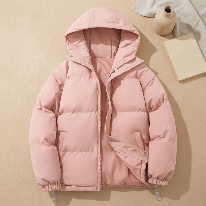 Damen Winterjacke mit Kapuze und Reißverschluss in Rosa