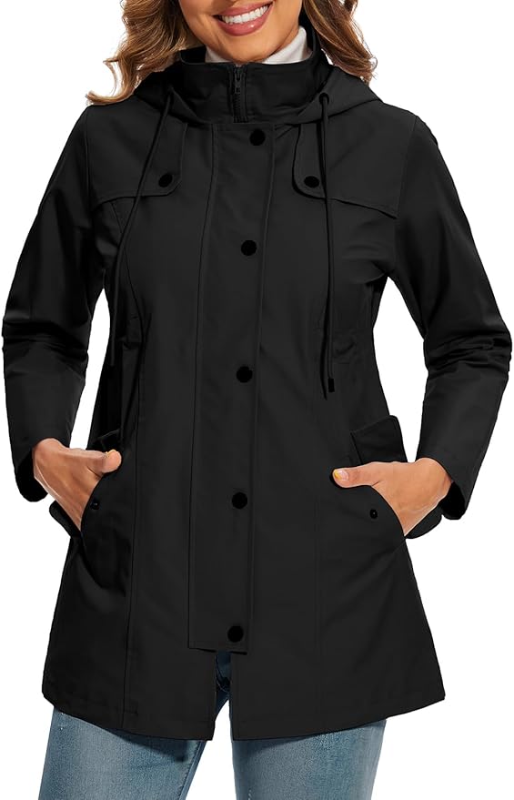 Damen Winterjacke mit Kapuze und verstellbarem Gürtel (2)