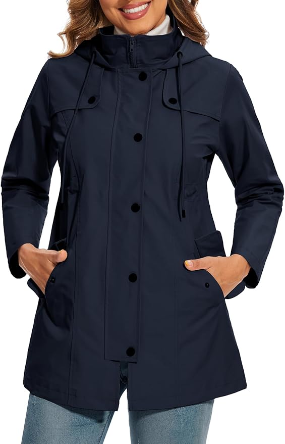 Damen Winterjacke mit Kapuze und verstellbarem Gürtel (3)