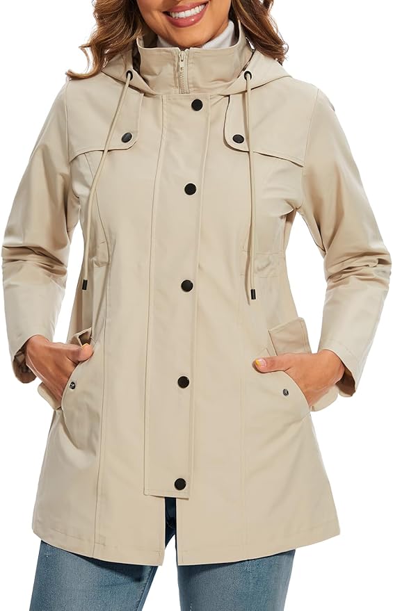 Damen Winterjacke mit Kapuze und verstellbarem Gürtel (6)