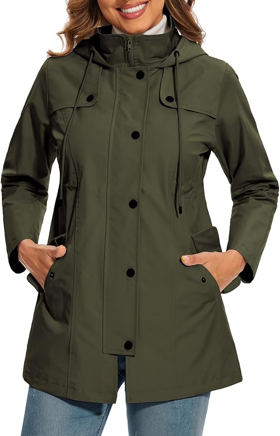 Damen Winterjacke mit Kapuze und verstellbarem Gürtel (8)