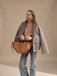 Paula | Damen Winterjacke mit Knopfleiste und Teddy-Kragen