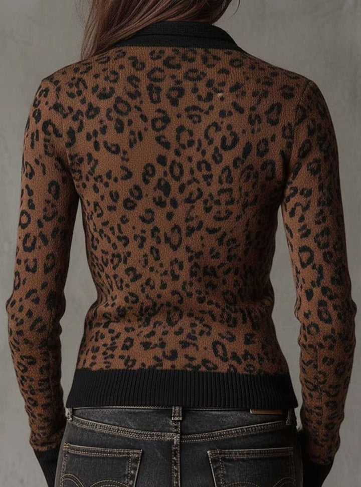 Damen Winterjacke mit Leopardenmuster und Reißverschluss (5)