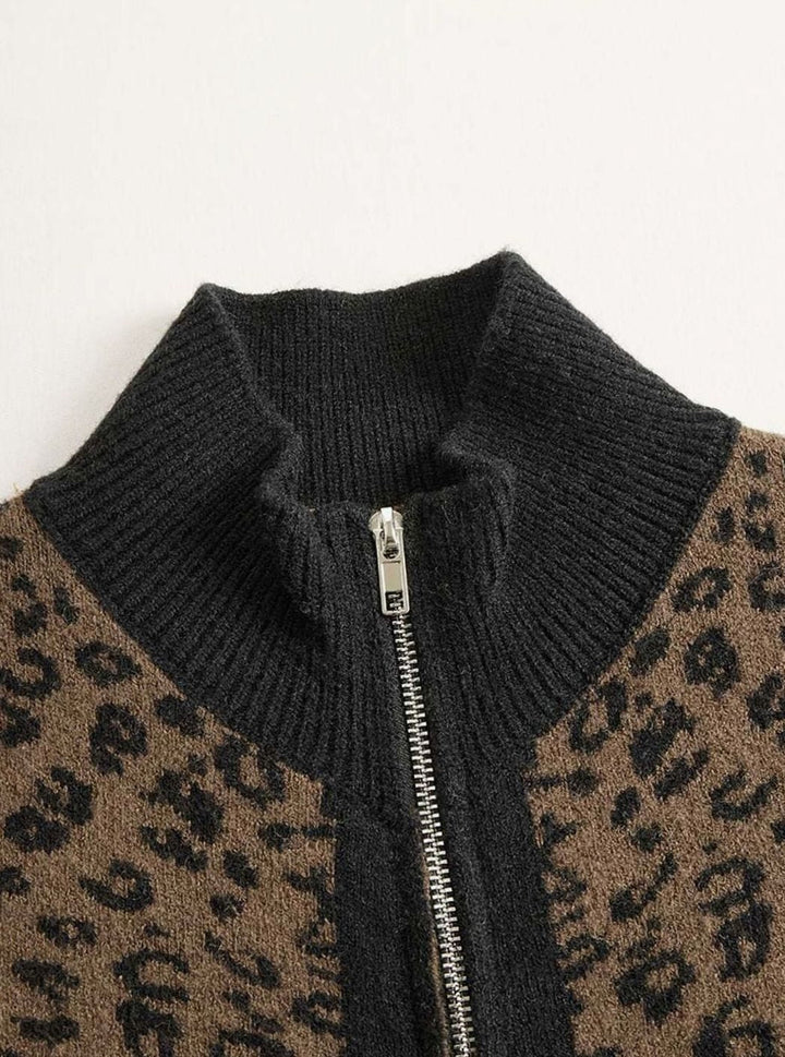 Damen Winterjacke mit Leopardenmuster und Reißverschluss (7)
