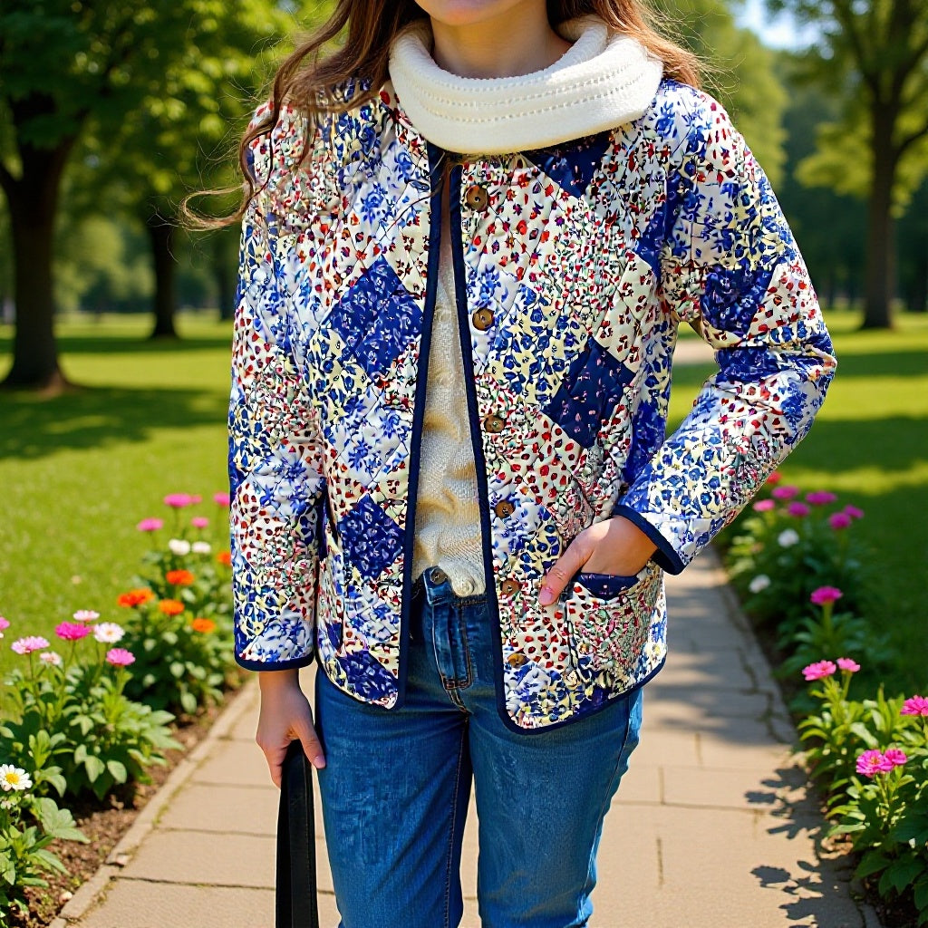 Damen Winterjacke mit Patchwork im Vintage-Look
