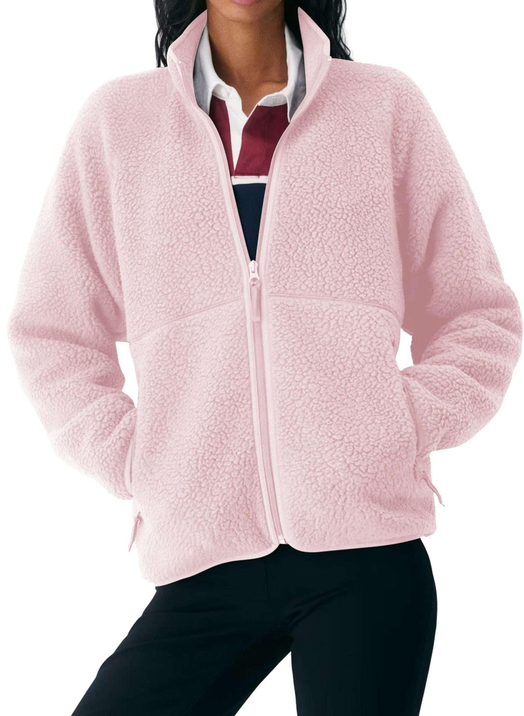 Damen Winterjacke mit Stehkragen aus Boucle-Sherpa (6)