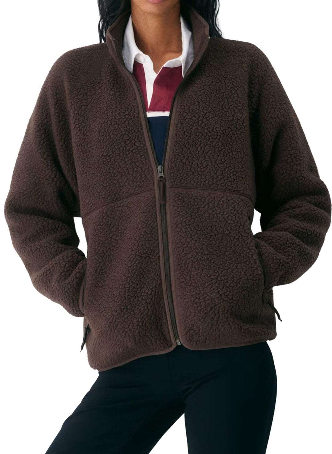 Damen Winterjacke mit Stehkragen aus Boucle-Sherpa (8)