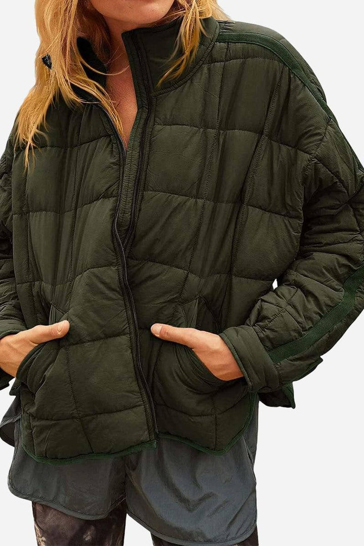 Damen Winterjacke mit Steppung für Übergangstage in Olivgrün