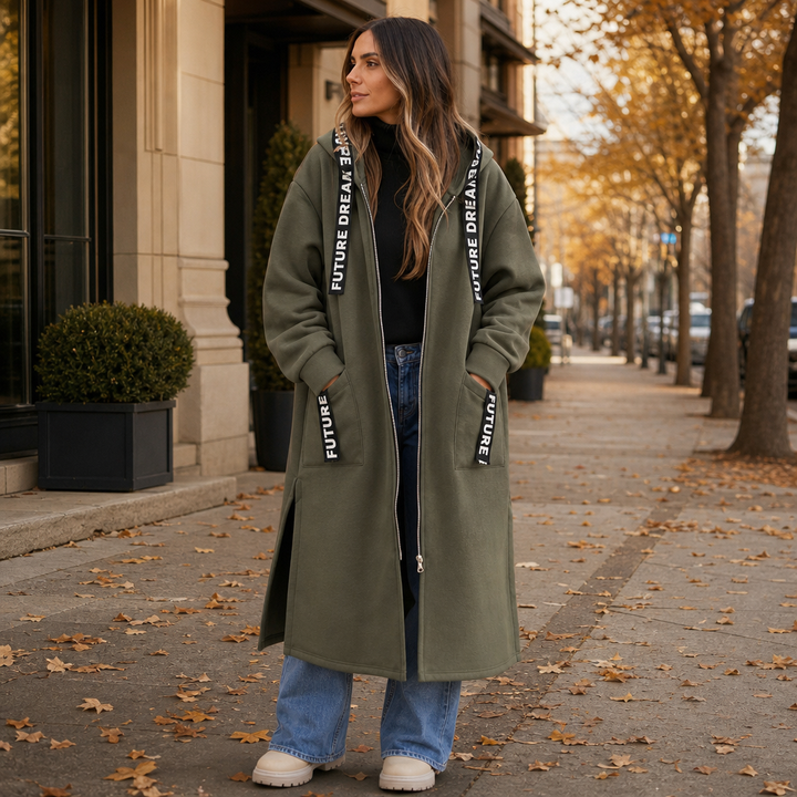 Damen Winterjacke mit tiefer Kapuze und Taschen (5)