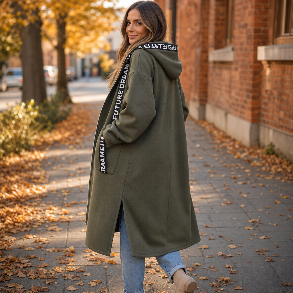 Damen Winterjacke mit tiefer Kapuze und Taschen (6)