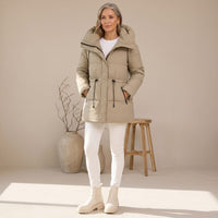 Isabella | Damen Winterjacke mit verstellbarem Taillenzug und Kapuze