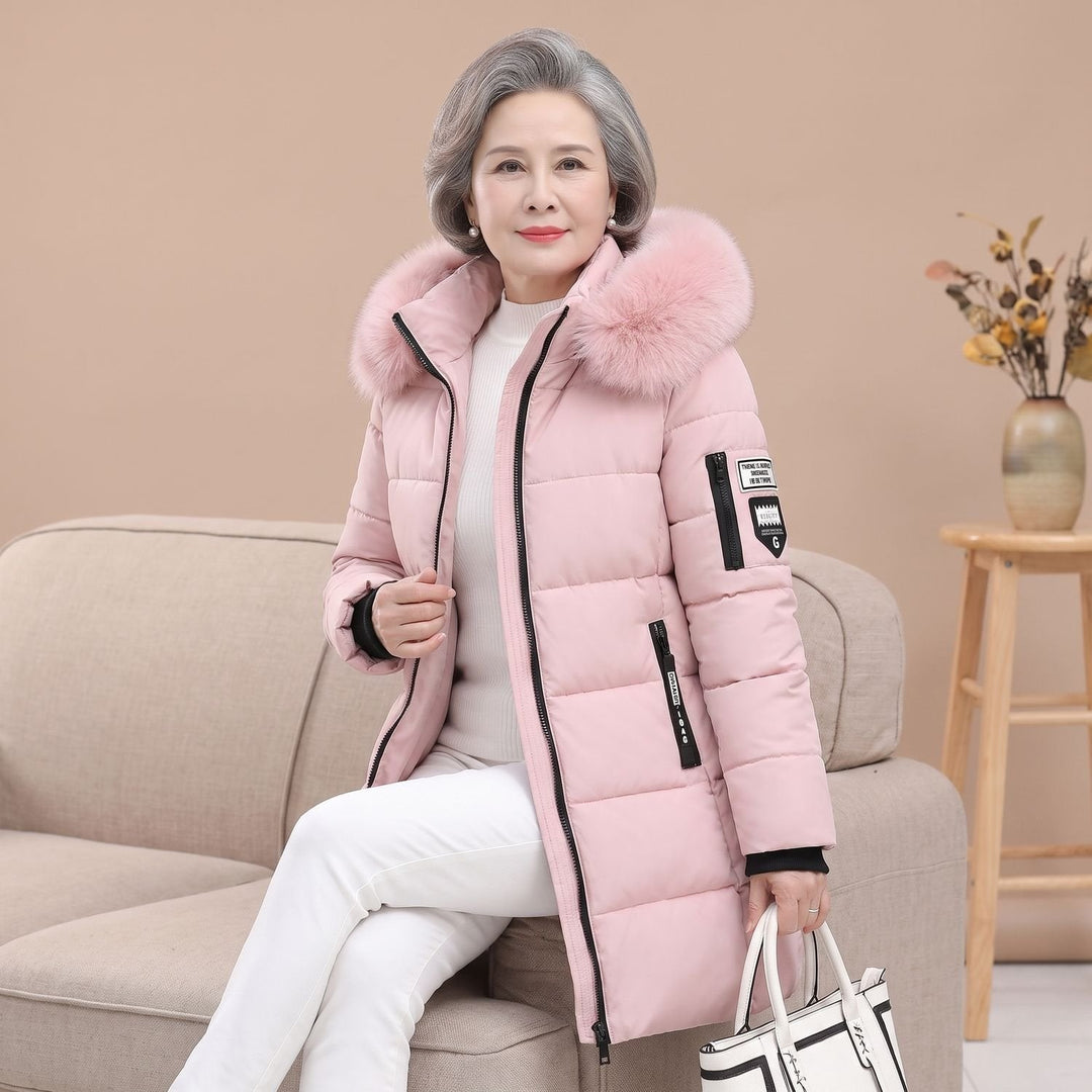 Damen Winterjacke Mittellang Gesteppte Kapuze (3)