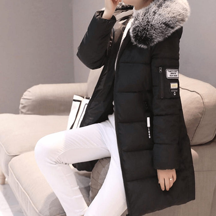 Damen Winterjacke Mittellang mit Kunstfellbesatz (5)