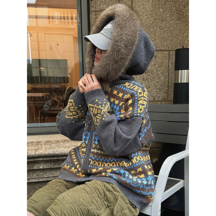 Damen Winterjacke Oversize mit Kunstfellkapuze (2)