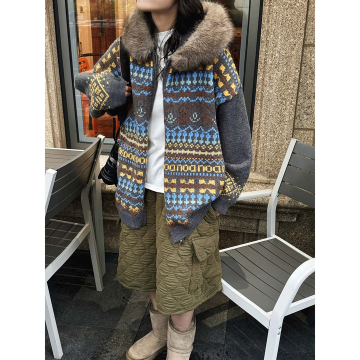 Damen Winterjacke Oversize mit Kunstfellkapuze (3)