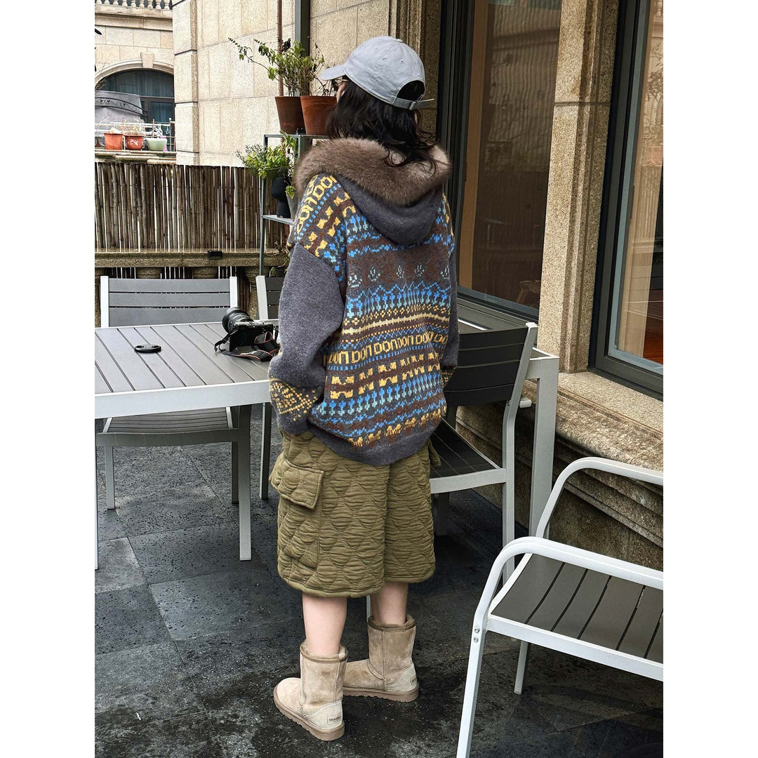 Damen Winterjacke Oversize mit Kunstfellkapuze (4)