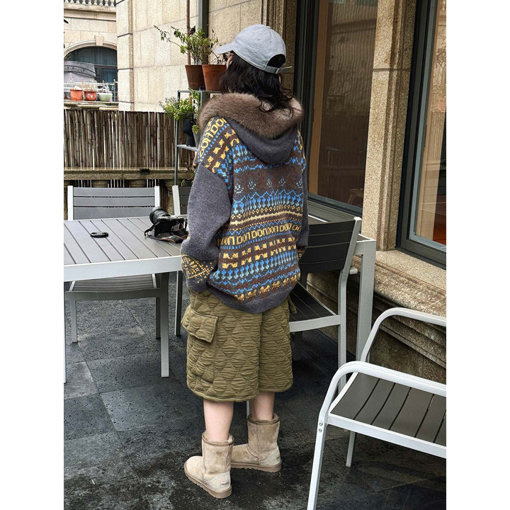 Damen Winterjacke Oversize mit Kunstfellkapuze (4)