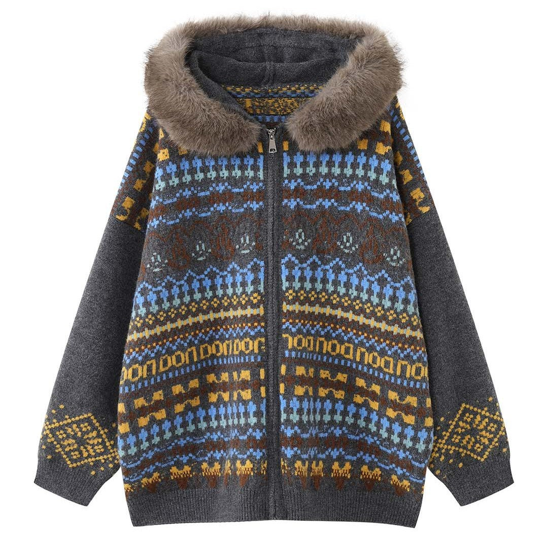 Damen Winterjacke Oversize mit Kunstfellkapuze (5)
