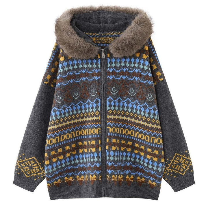 Damen Winterjacke Oversize mit Kunstfellkapuze (5)