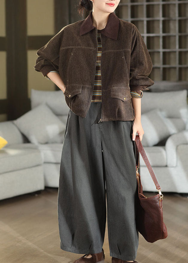 Damen Winterjacke Oversized im Patchwork-Stil in Braun 2