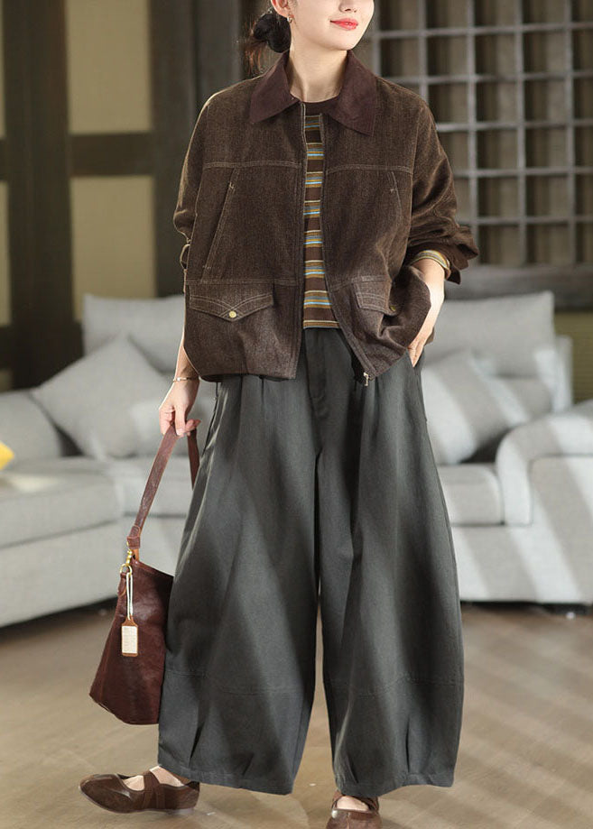 Damen Winterjacke Oversized im Patchwork-Stil in Braun 3