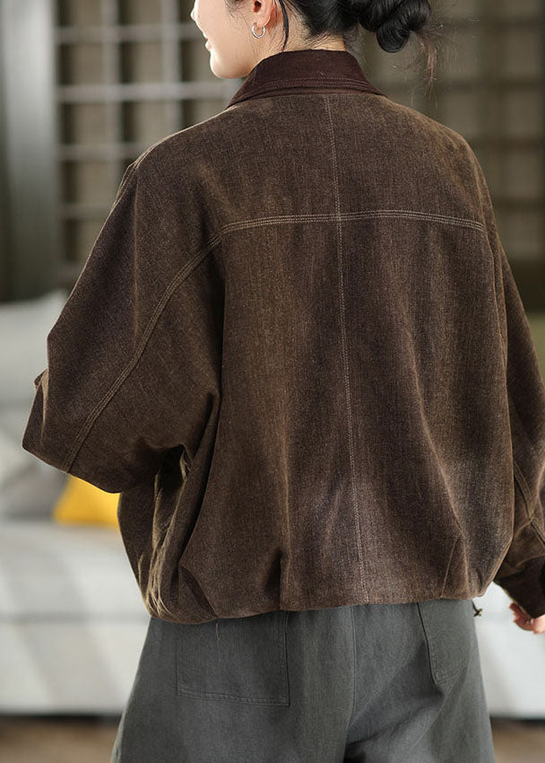 Damen Winterjacke Oversized im Patchwork-Stil in Braun 4
