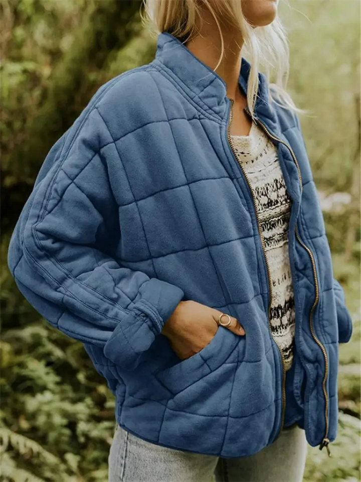 Damen Winterjacke Oversized mit Steppung und Taschen in Dunkelblau