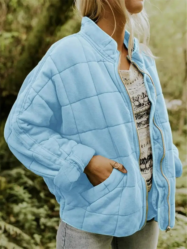 Damen Winterjacke Oversized mit Steppung und Taschen in Hellblau