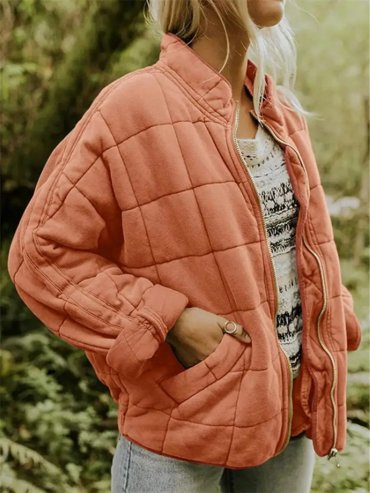 Damen Winterjacke Oversized mit Steppung und Taschen in Orange