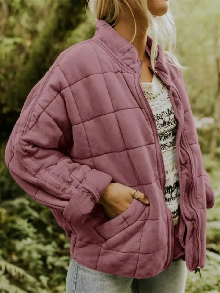 Damen Winterjacke Oversized mit Steppung und Taschen in Rosa
