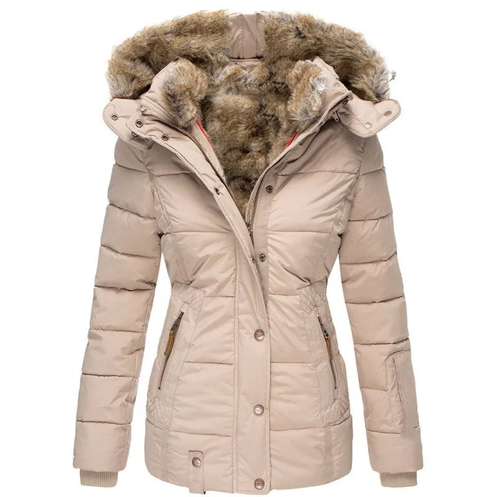 Damen Winterjacke Slim-Fit für den Herbst in Beige