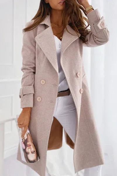 Damen Wintermantel aus warmer Wolle in Beige