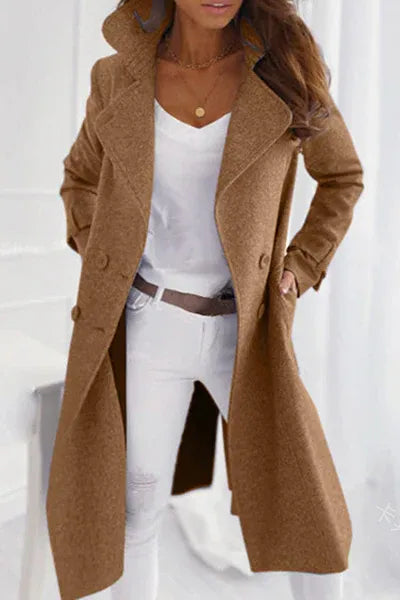 Damen Wintermantel aus warmer Wolle in Braun