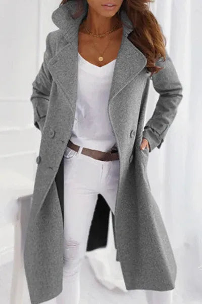 Damen Wintermantel aus warmer Wolle in Grau