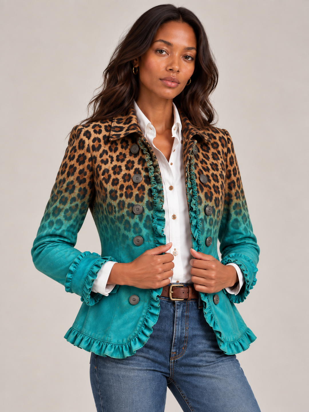 Damen Wintermantel im Trenchcoat-Stil mit Leopardenmuster (4)