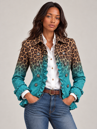 Marlene | Damen Wintermantel im Trenchcoat-Stil mit Leopardenmuster