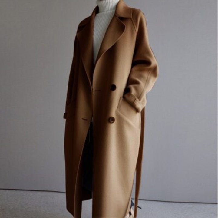 Damen Wintermantel Longline aus Kaschmir-Mischung in Caramel