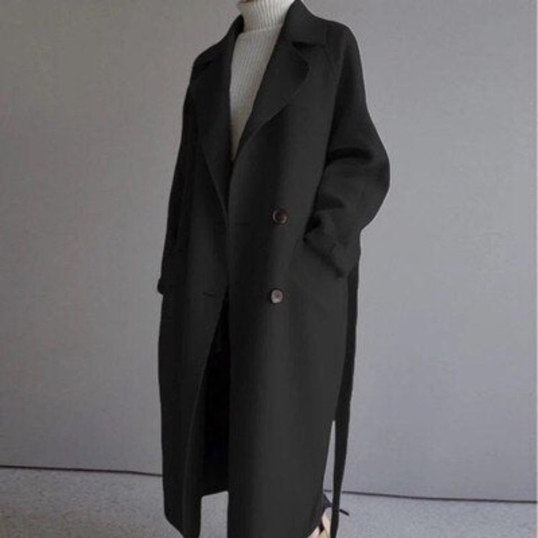 Damen Wintermantel Longline aus Kaschmir-Mischung in Schwarz
